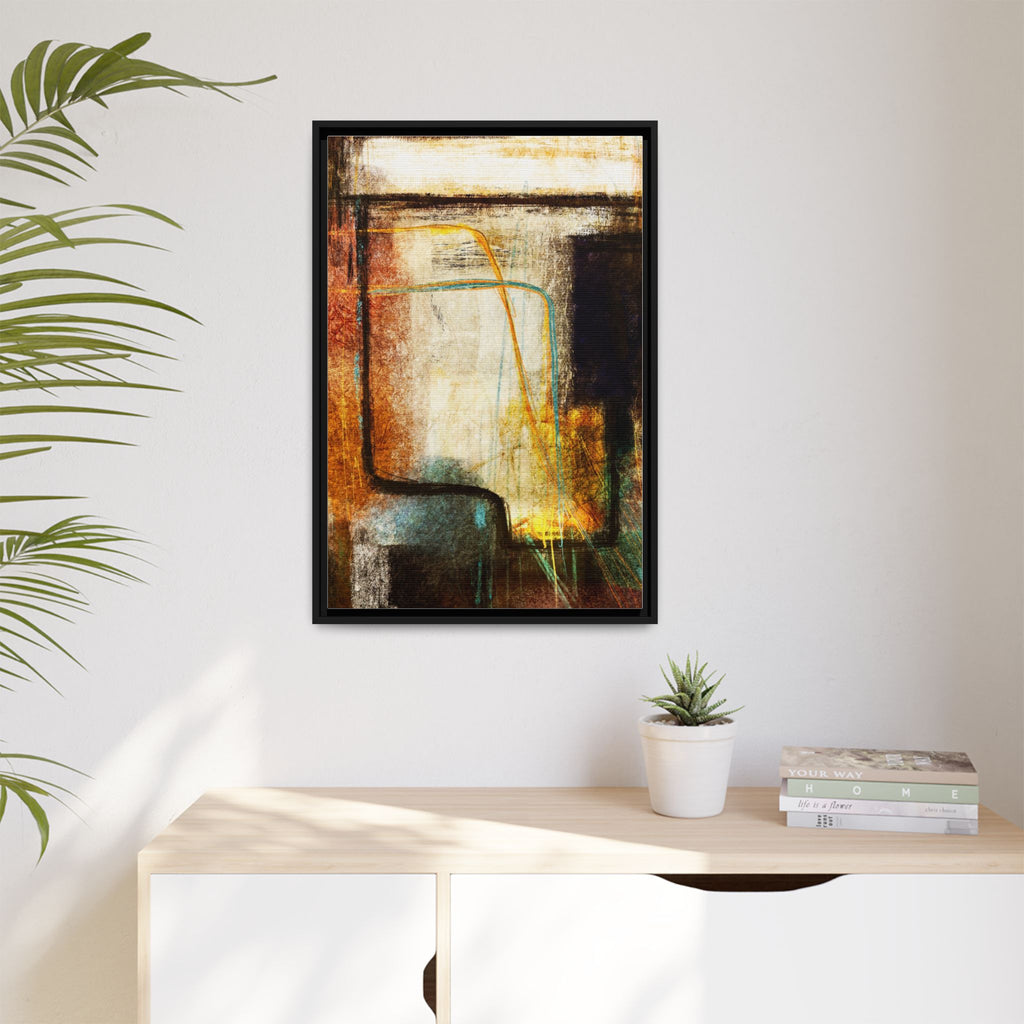 Threshold I | Framed Abstract Canvas Print | Rust, Ochre & Teal | 18x24