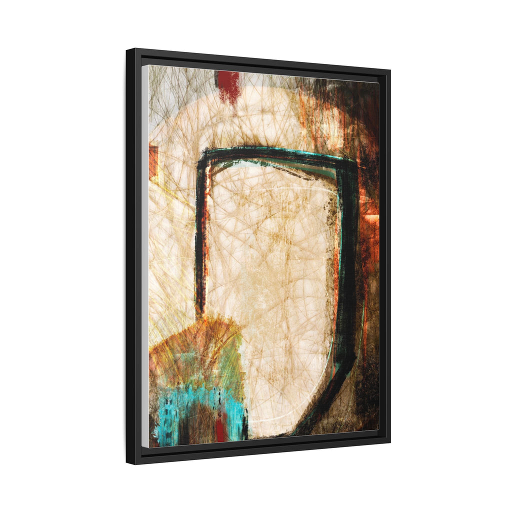 Diplopia II framed canvas wall art detail — layered abstract shapes in warm muted tones by SpektralMuse