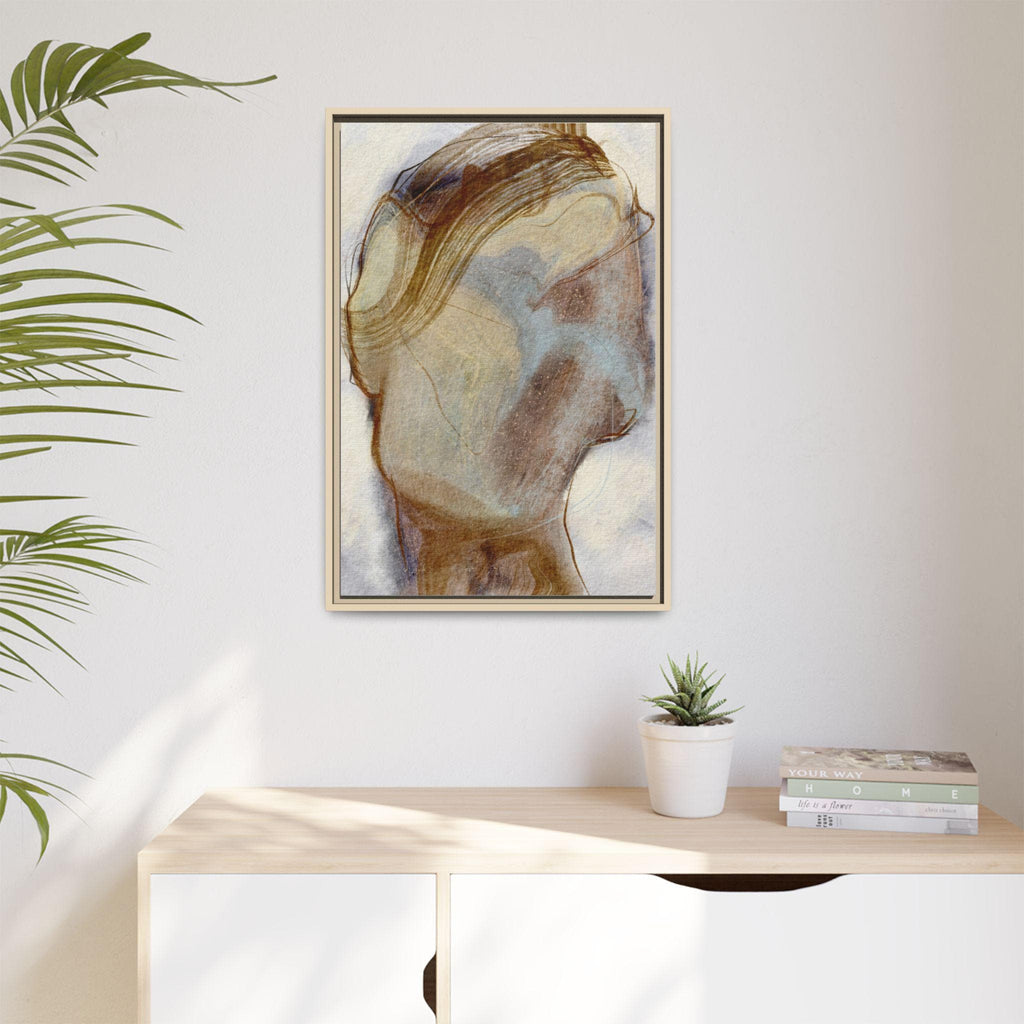 Hazy Dream II | Framed Matte Canvas Print | Abstract Head Study, Earth Tones | 16x20, 20x30