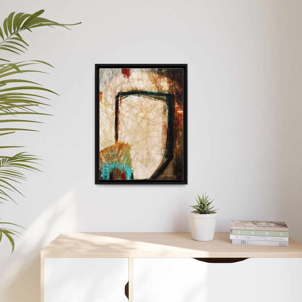 Diplopia II abstract framed canvas print displayed on wall — modern earth tone art by SpektralMuse