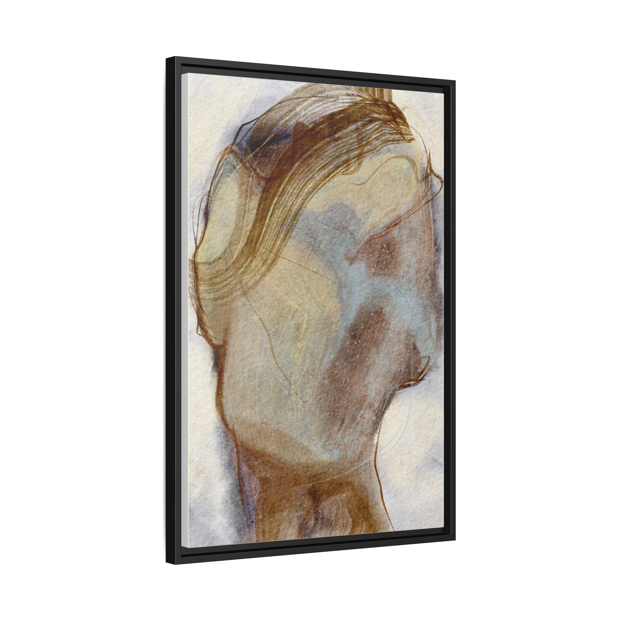 Hazy Dream II | Framed Matte Canvas Print | Abstract Head Study, Earth Tones | 16x20, 20x30