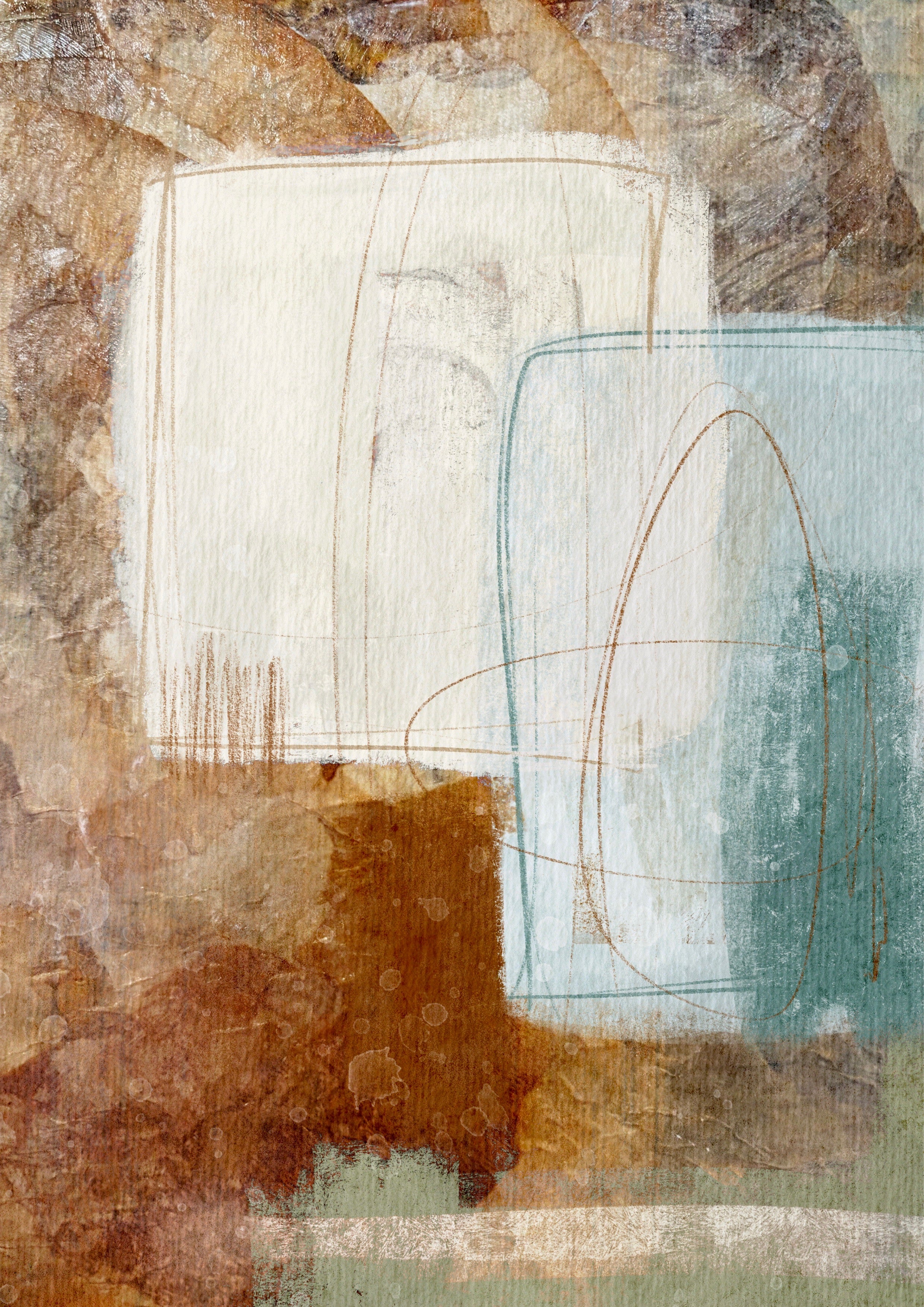Abstract art with geometric shapes and earthy tones