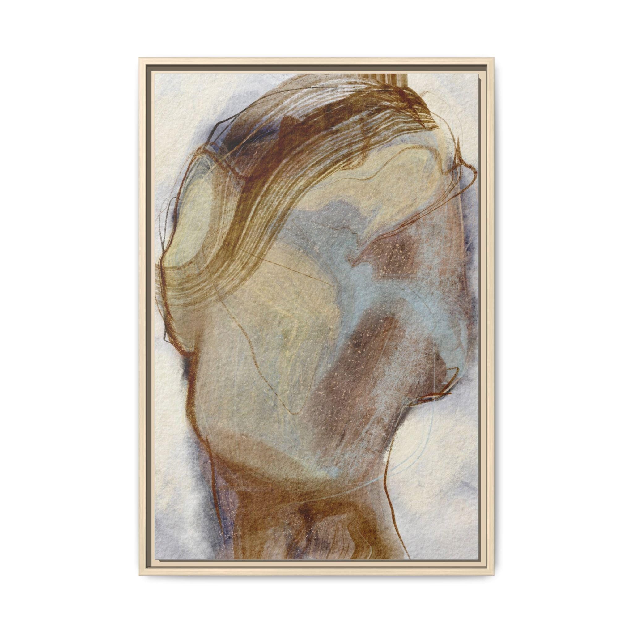 Hazy Dream II | Framed Matte Canvas Print | Abstract Head Study, Earth Tones | 16x20, 20x30