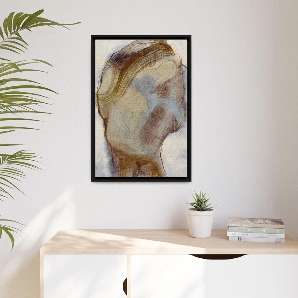 Hazy Dream II | Framed Matte Canvas Print | Abstract Head Study, Earth Tones | 16x20, 20x30