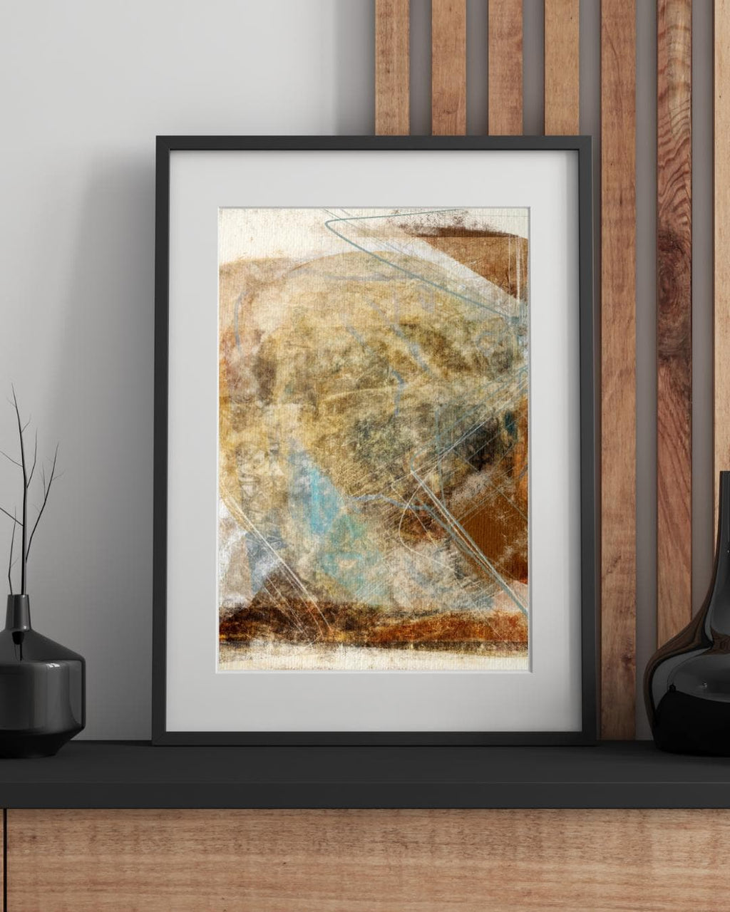 Quiet Form I | Unframed Abstract Giclée Print | Ochre, Brown & Blue | 16x20, 20x30