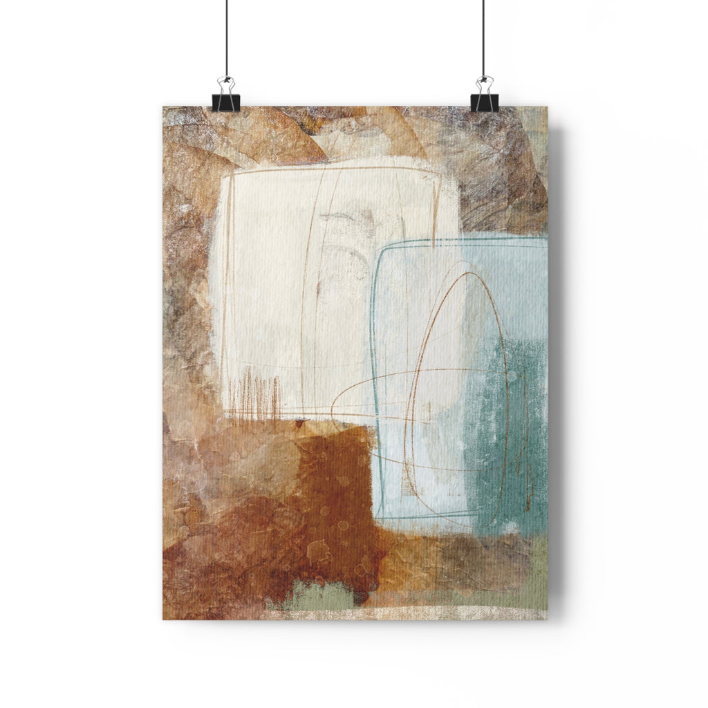 Abstract art print with earthy tones on a white background