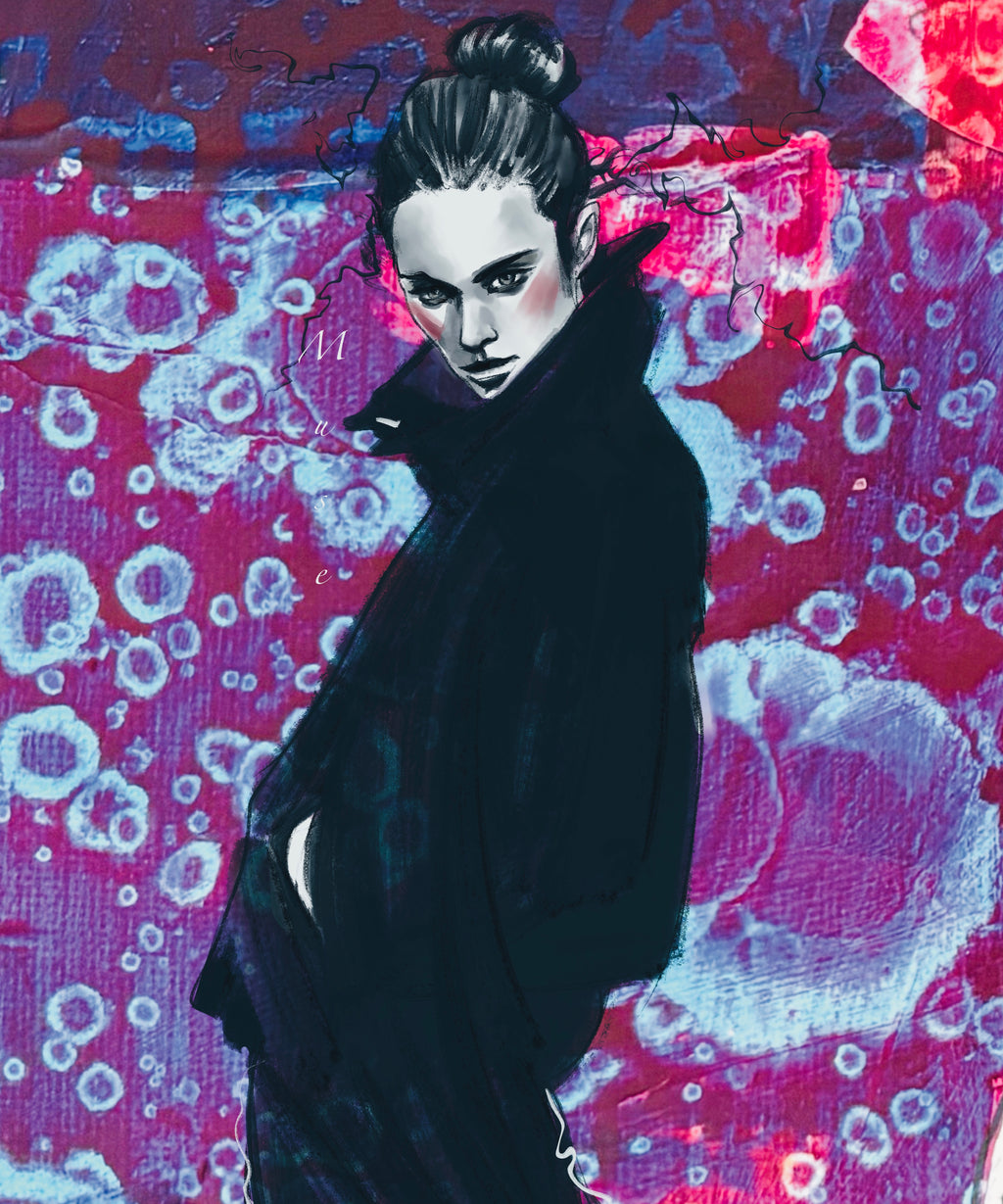 Fierce — bold modern portrait giclée art print in magenta, crimson and violet by SpektralMuse