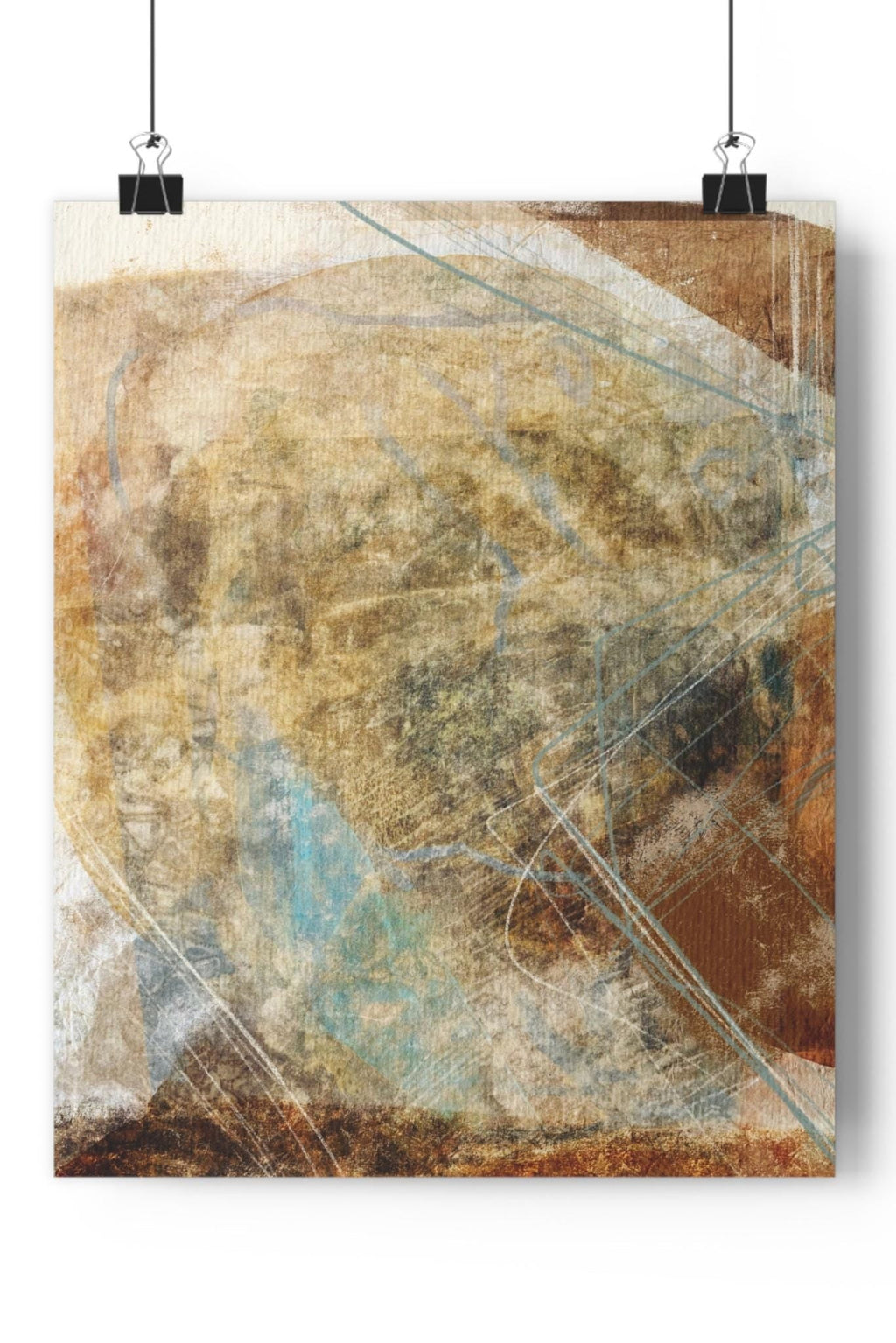 Abstract art print with earthy tones on a white background by spektralmuse
