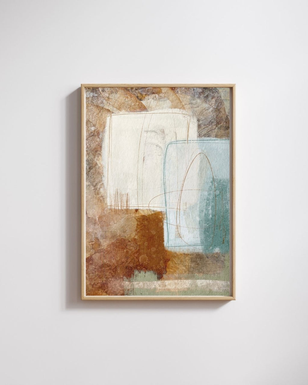 Breeze I | Framed Giclée Fine Art Print | Natural Frame, Coastal Tones | 20x30