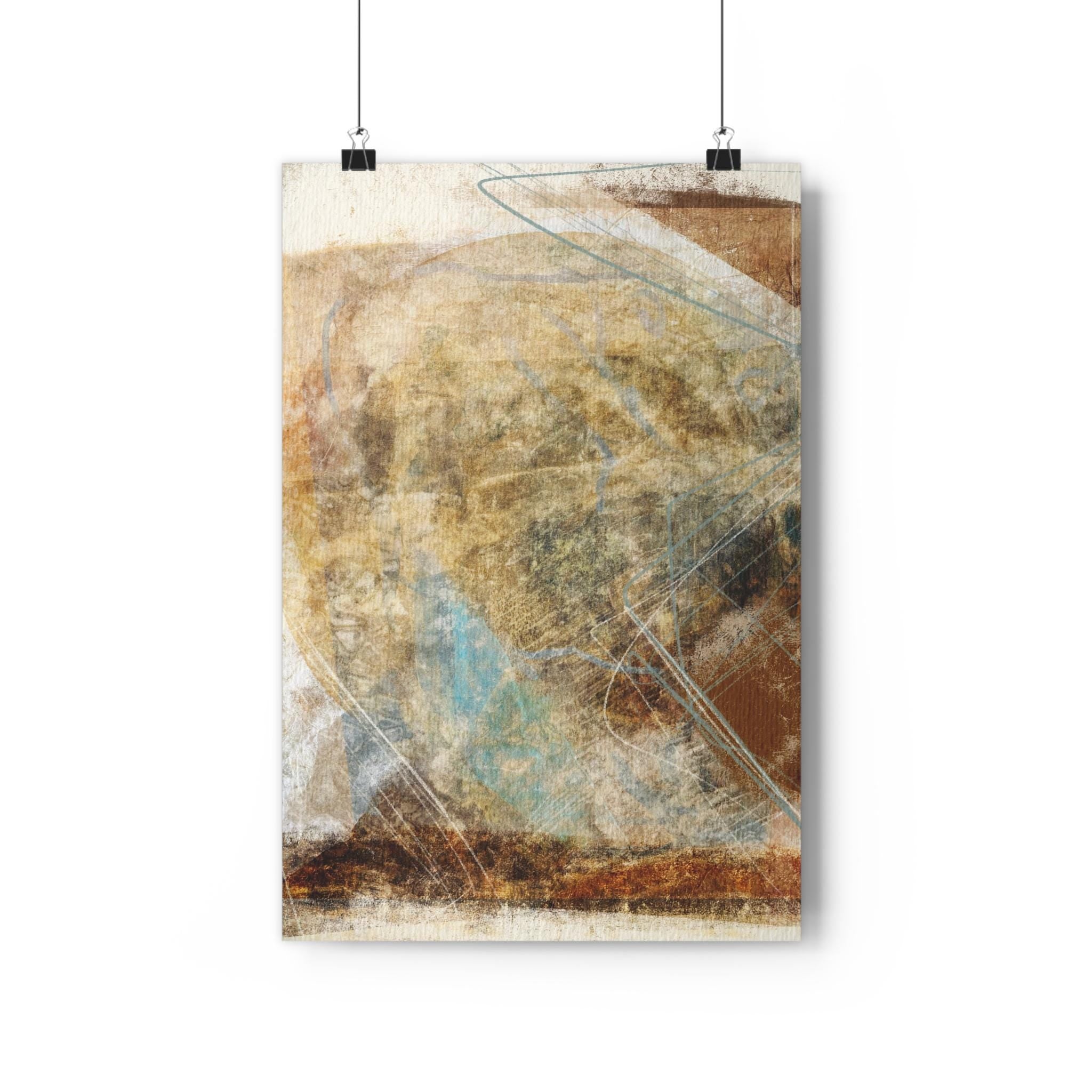 Abstract art print with earthy tones on a white background by spektralmuse