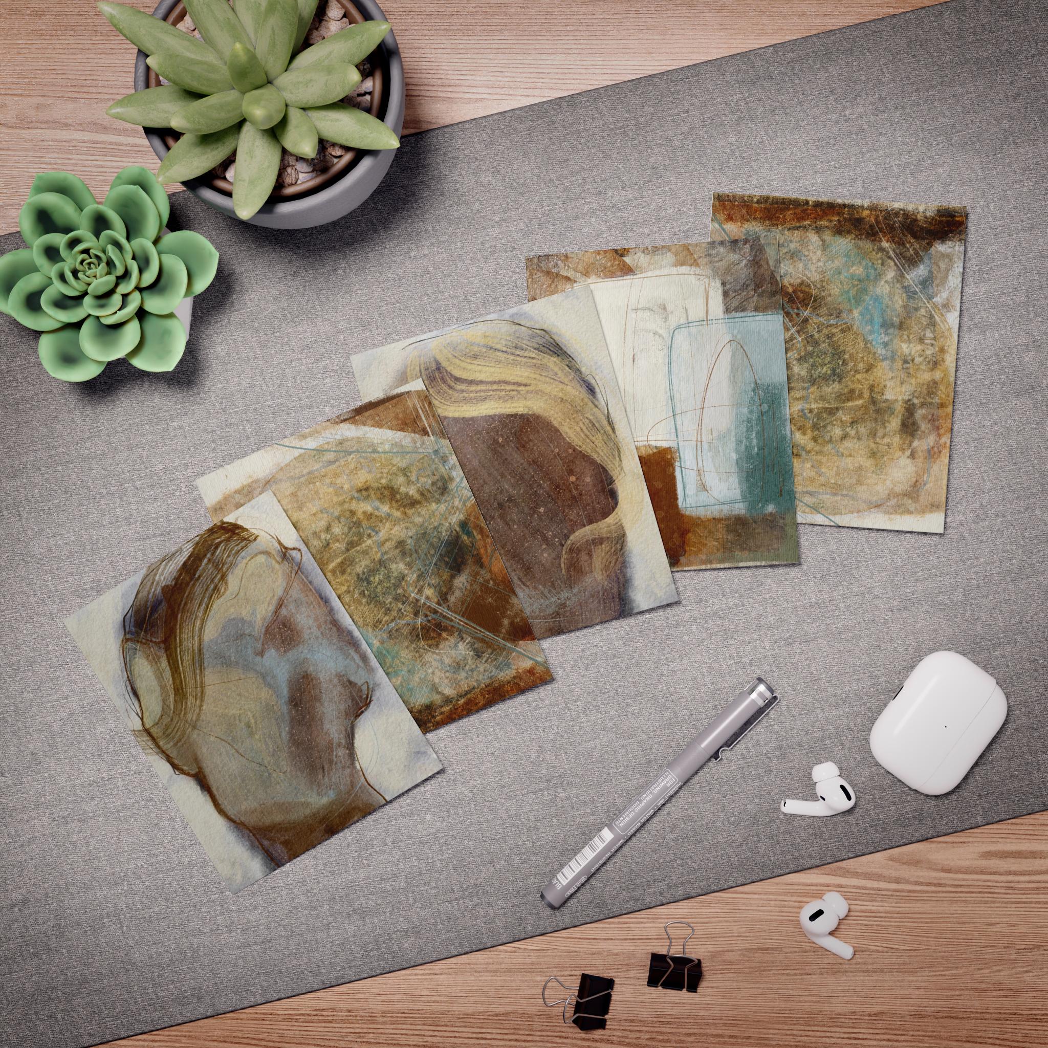 Abstract Earth Tones | Art Greeting Cards 5-Pack | Blank Note Cards with Envelopes