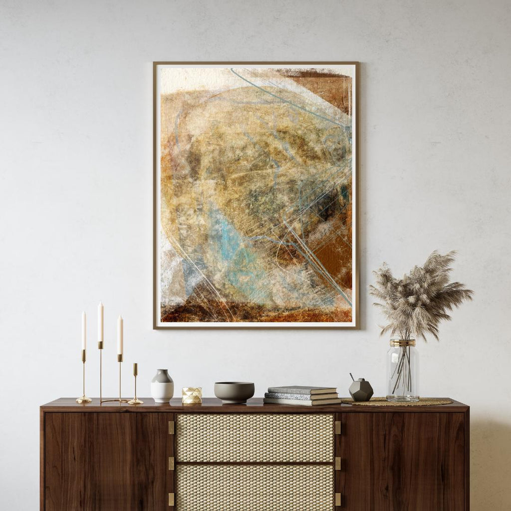 Quiet Form I | Unframed Abstract Giclée Print | Ochre, Brown & Blue | 16x20, 20x30