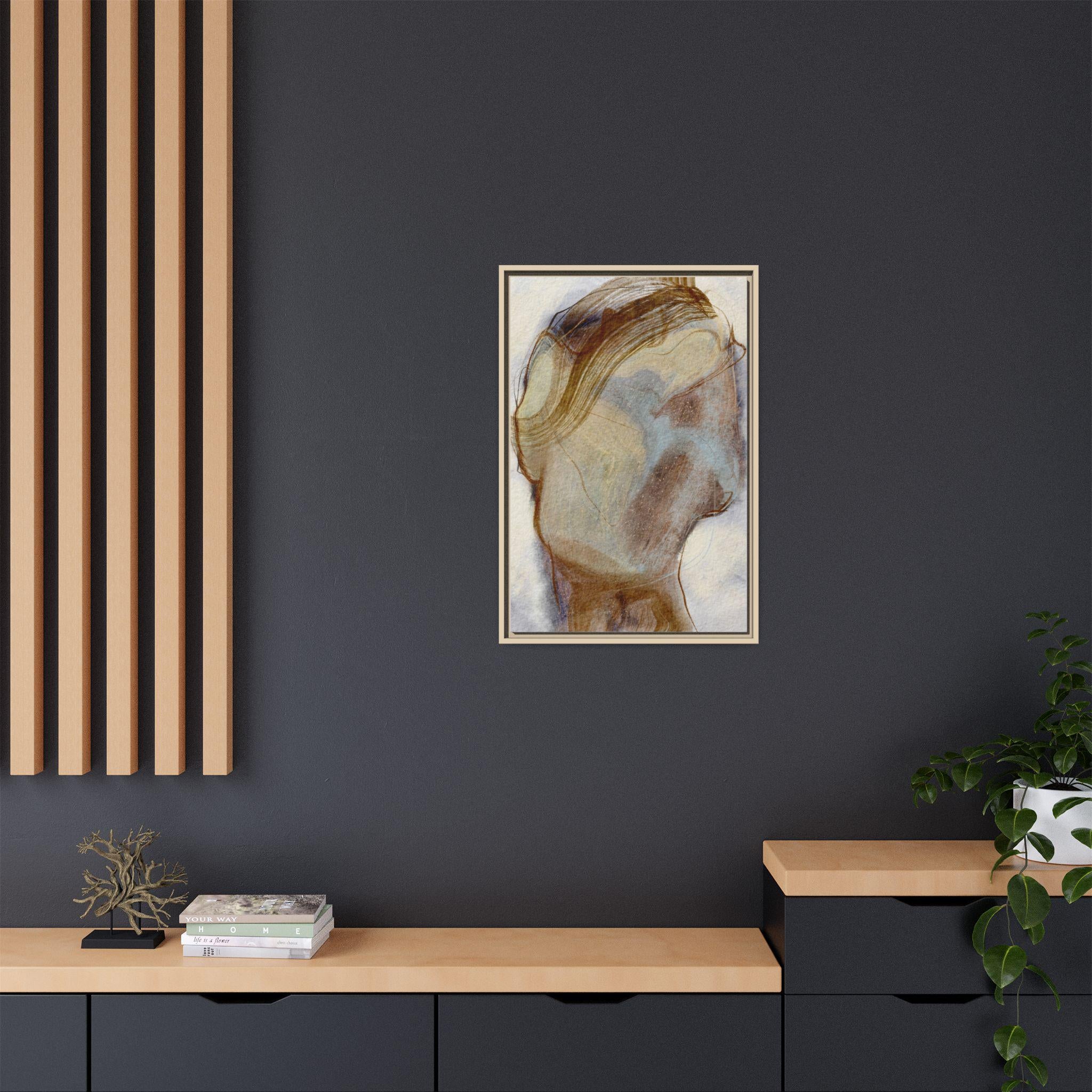 Hazy Dream II | Framed Matte Canvas Print | Abstract Head Study, Earth Tones | 16x20, 20x30