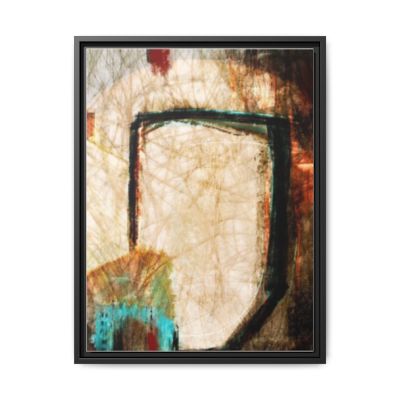 Diplopia II framed matte canvas print — abstract earth tones in rust, ochre and green by SpektralMuse