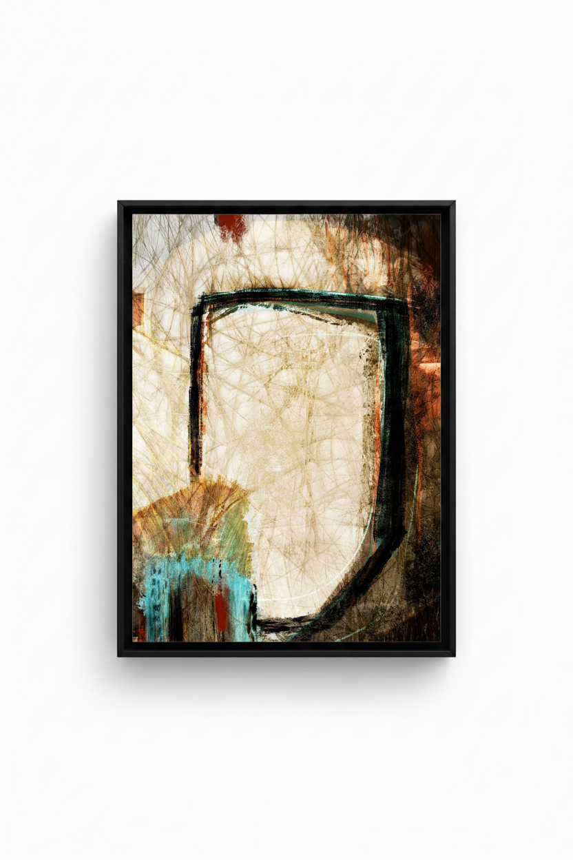 Diplopia II | Framed Matte Canvas Print | Rust, Ochre & Green | 18x24 | SpektralMuse