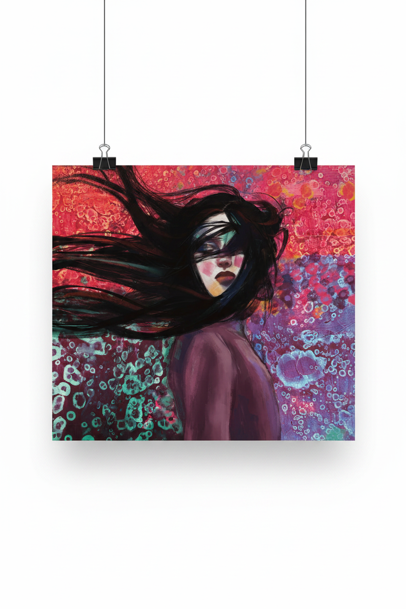 Bubbling to the Surface | Modern Portrait Giclée Art Print | Unframed | 18x24 | SpektralMuse