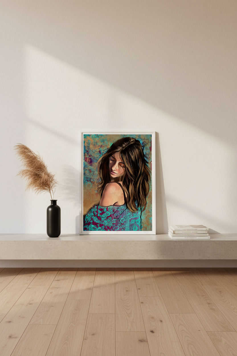Hope — unframed giclée art print leaning on shelf in minimal interior by SpektralMuse